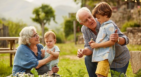 Senior couple with their grandchildren