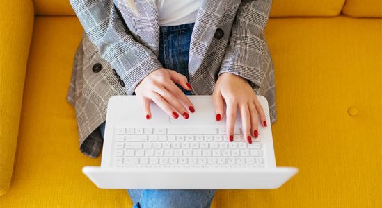 Woman using laptop