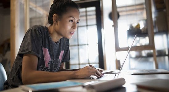 Woman using laptop