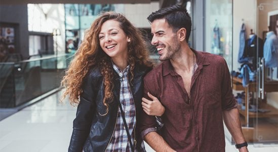 Young couple walking on the streets
