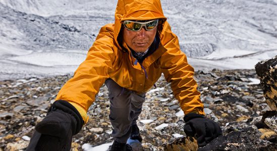 Man doing mountain climbing
