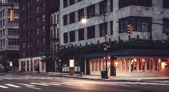 Road with buildings