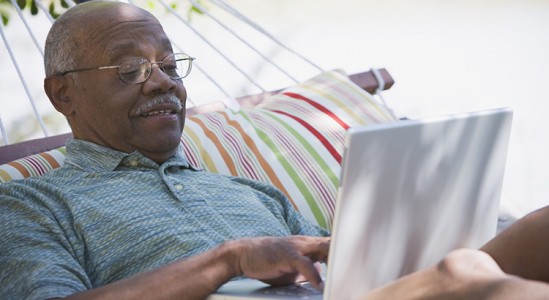 Man using his laptop