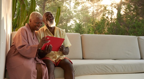 Senior couple in a sofa