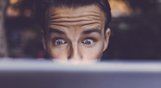 Man shocked from what he's looking