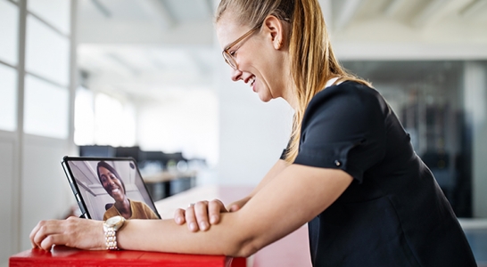 Woman using her laptop