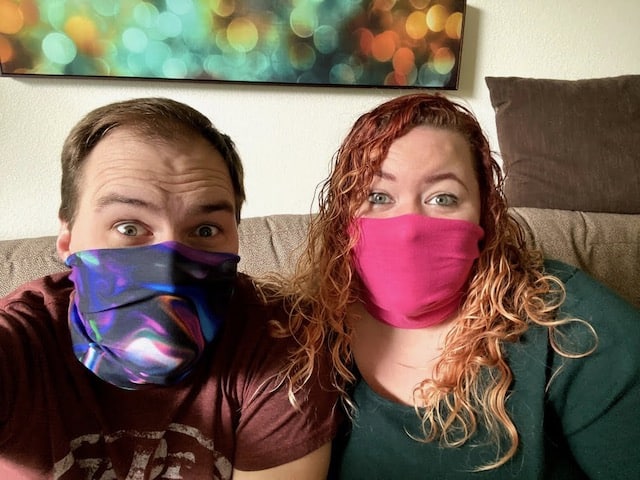Young couple wearing masks