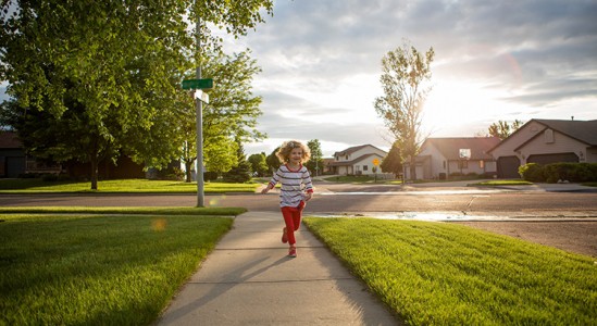 Kid running outside