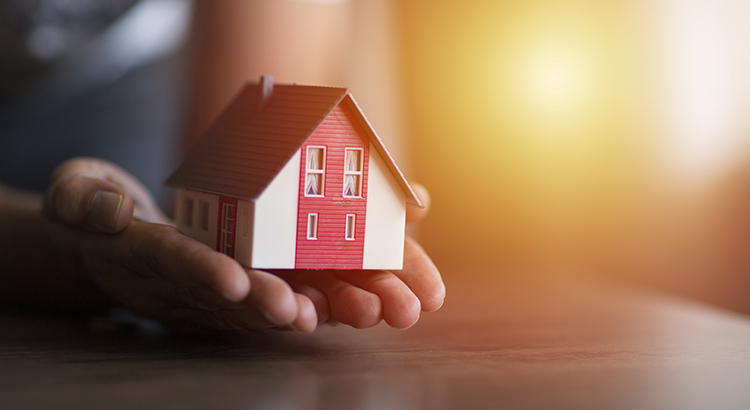 Hands holding the house model