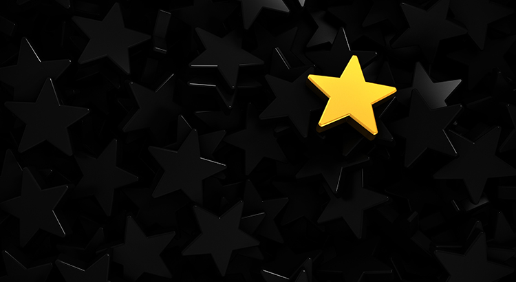 Background of gray stars and one gold highlighted at the top