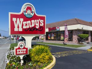 Wendy's fast food restaurant exterior and sign