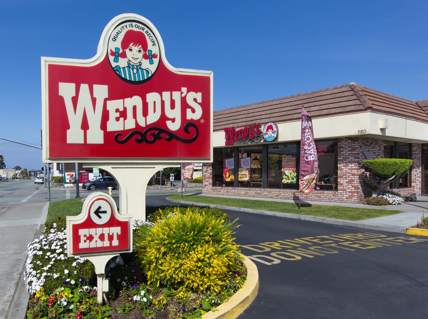 Wendy's fast food restaurant exterior and sign