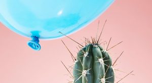 Balloon flying too close to cactus
