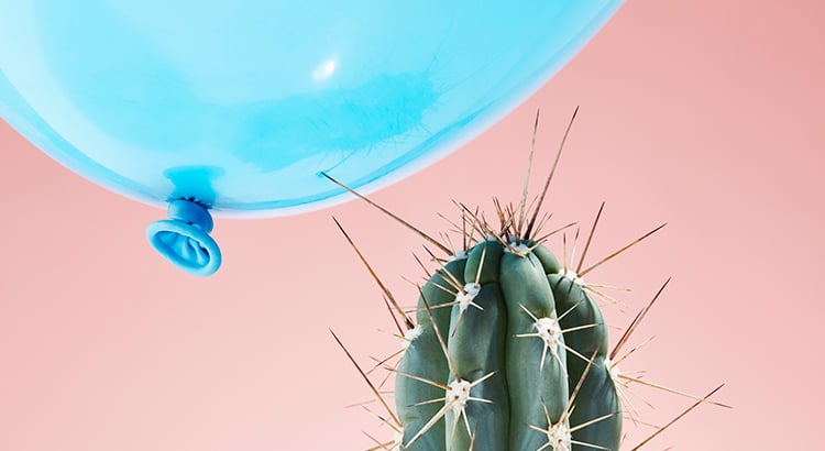 Balloon flying too close to cactus