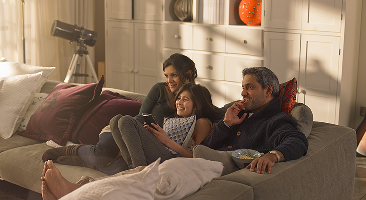 A family watching television