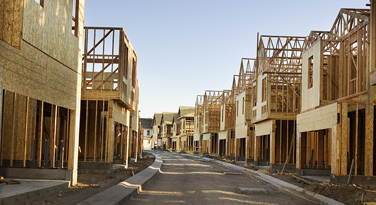 Road through residential construction site